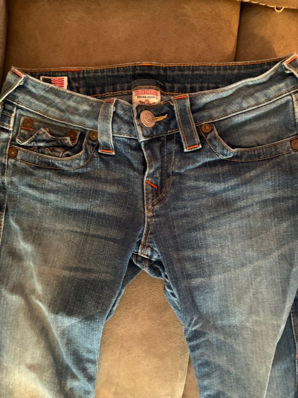 True Religion Women's Blue Denim Jeans - Classic Pocket Stitch - Picture 4 of 7